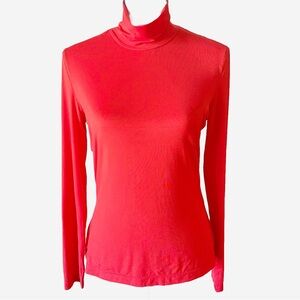 ST. JOHN Lightweight Nylon Spandex Red Mock Turtleneck Size Medium